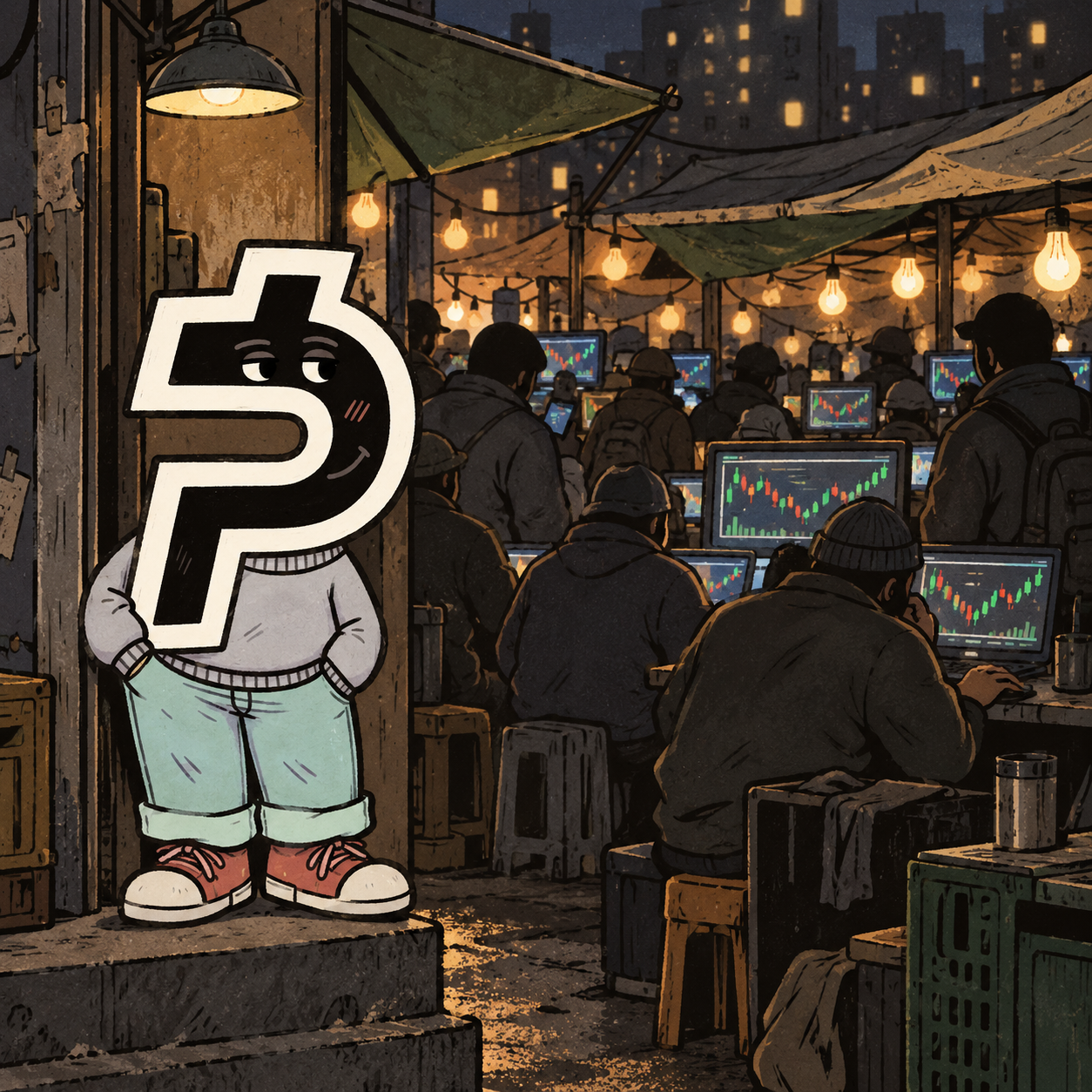 P at the edge of the noisy trading market